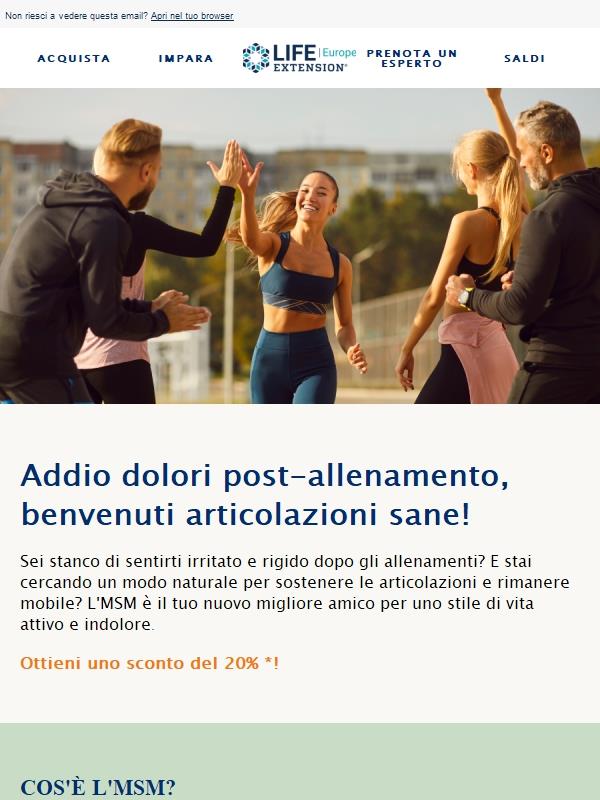Dolori e rigidità? L'MSM porta sollievo!