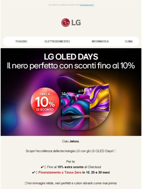 ✨LG OLED Days: fino al 10% extra sconto