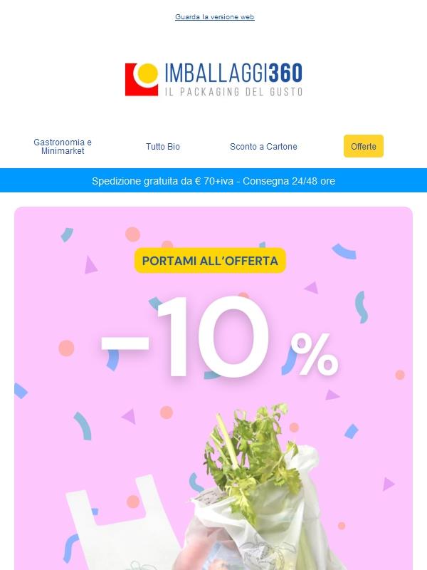 🔥 -10%  Promo speciale: Shopper Biodegradabili solo da Imballaggi360!