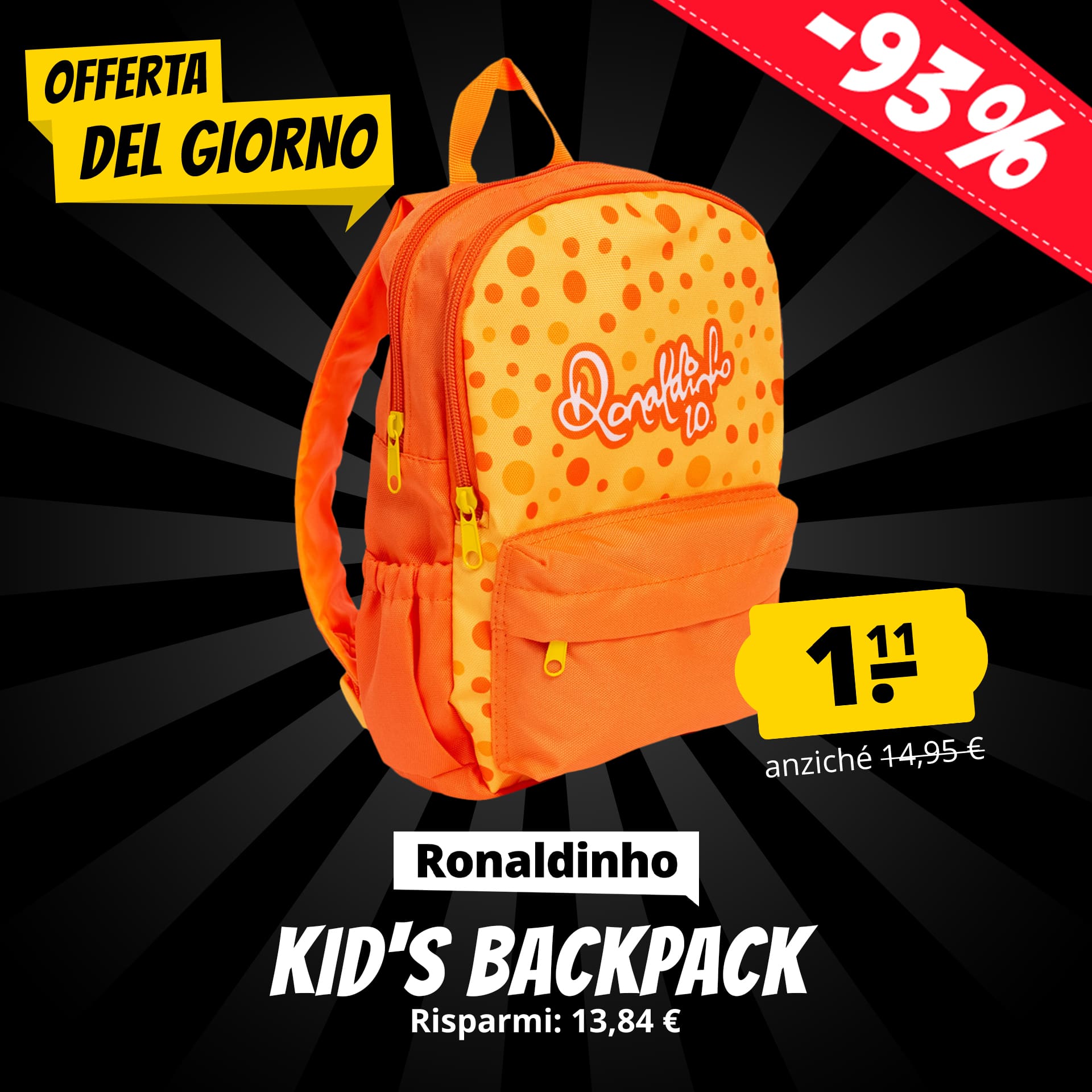 ronaldinho bambini zaino