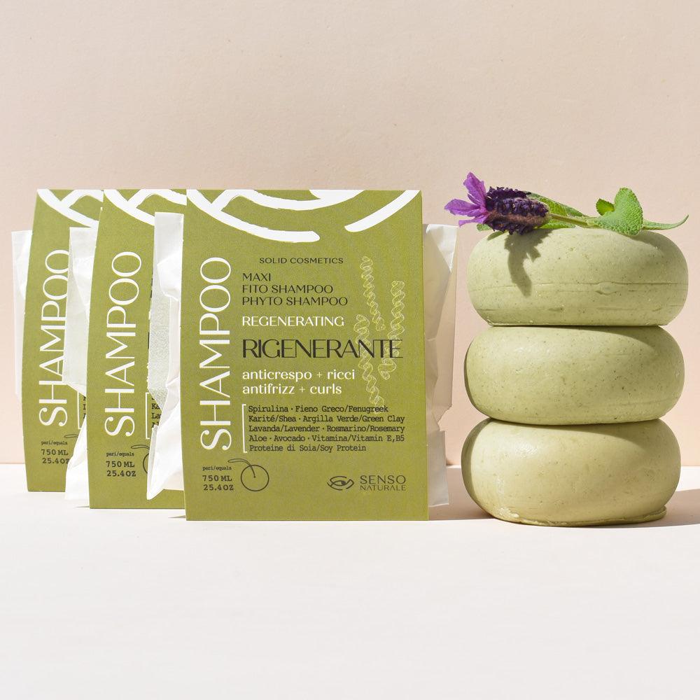 Image of 3 x Shampoo Solido RIGENERANTE MAXI - Pacchetto ANTICRESPO Capelli [ Trattamento 6 mesi ]