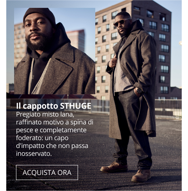 Cappotto STHUGE con motivo a spina di pesce, fino alla tg. 8XL