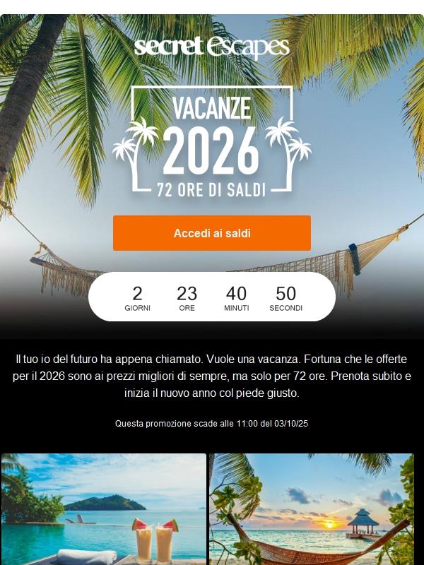 Offerta Flash: risparmia sulle tue vacanze 2026