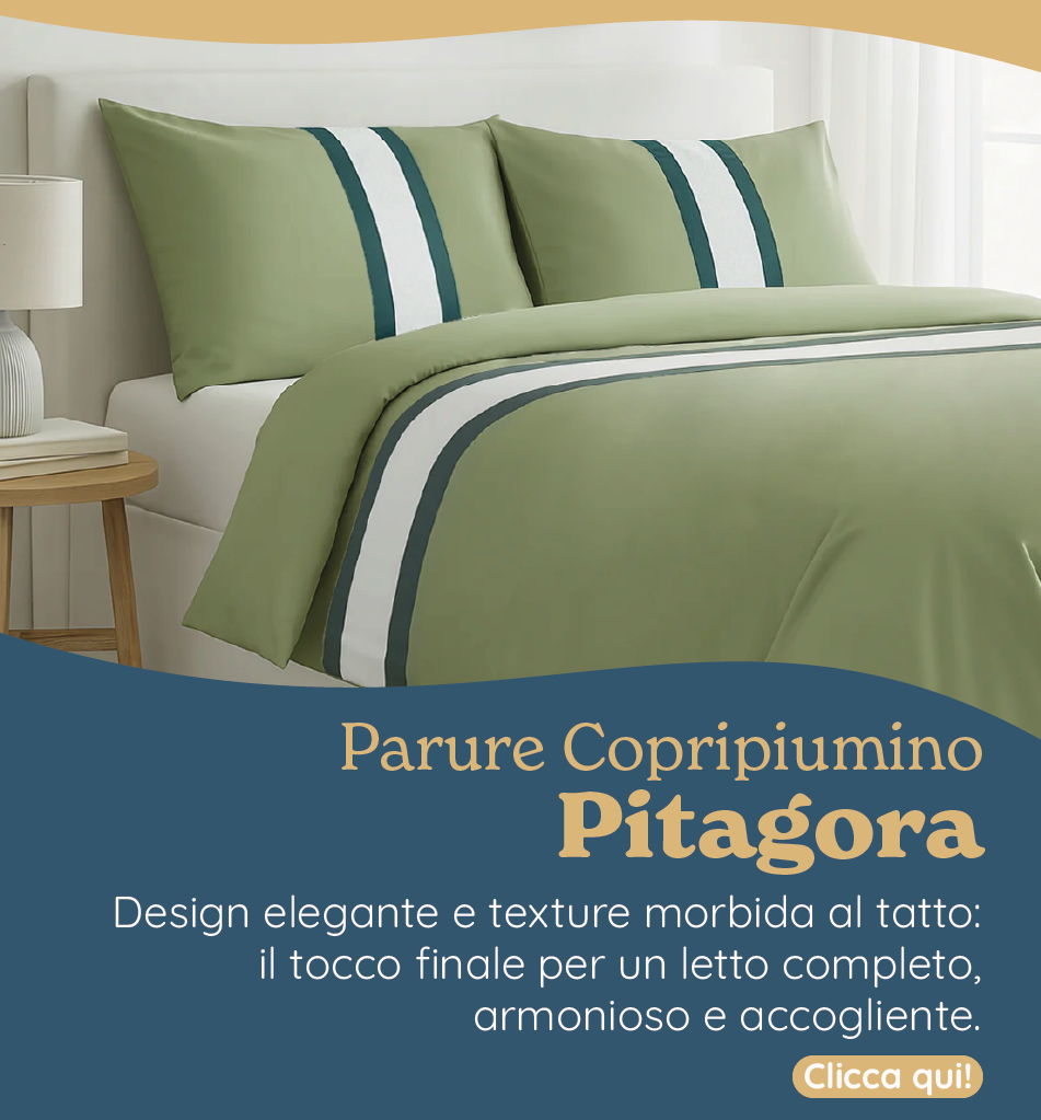 Parure Copripiumino in Percalle di Cotone Balza a Contrasto - Pitagora