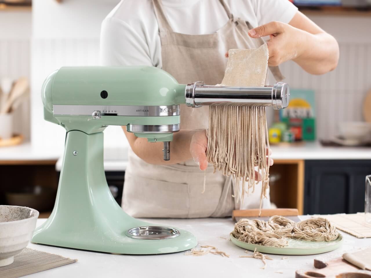 Stand mixer with pasta attachment
