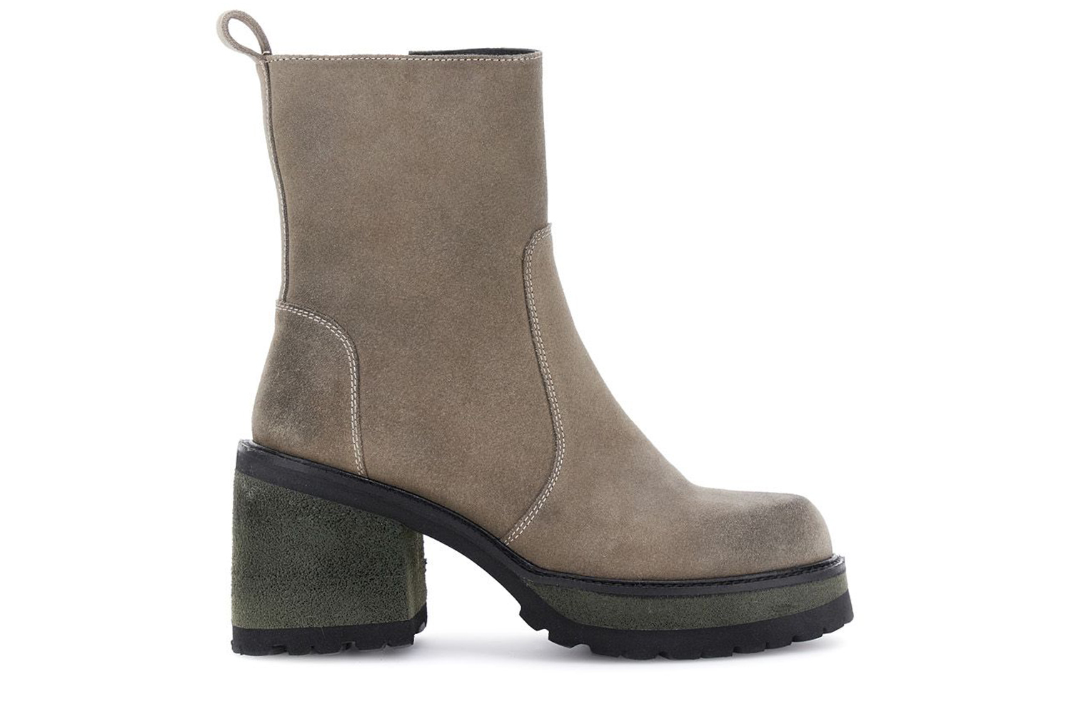 Image of stivaletti in pelle scamosciata taupe