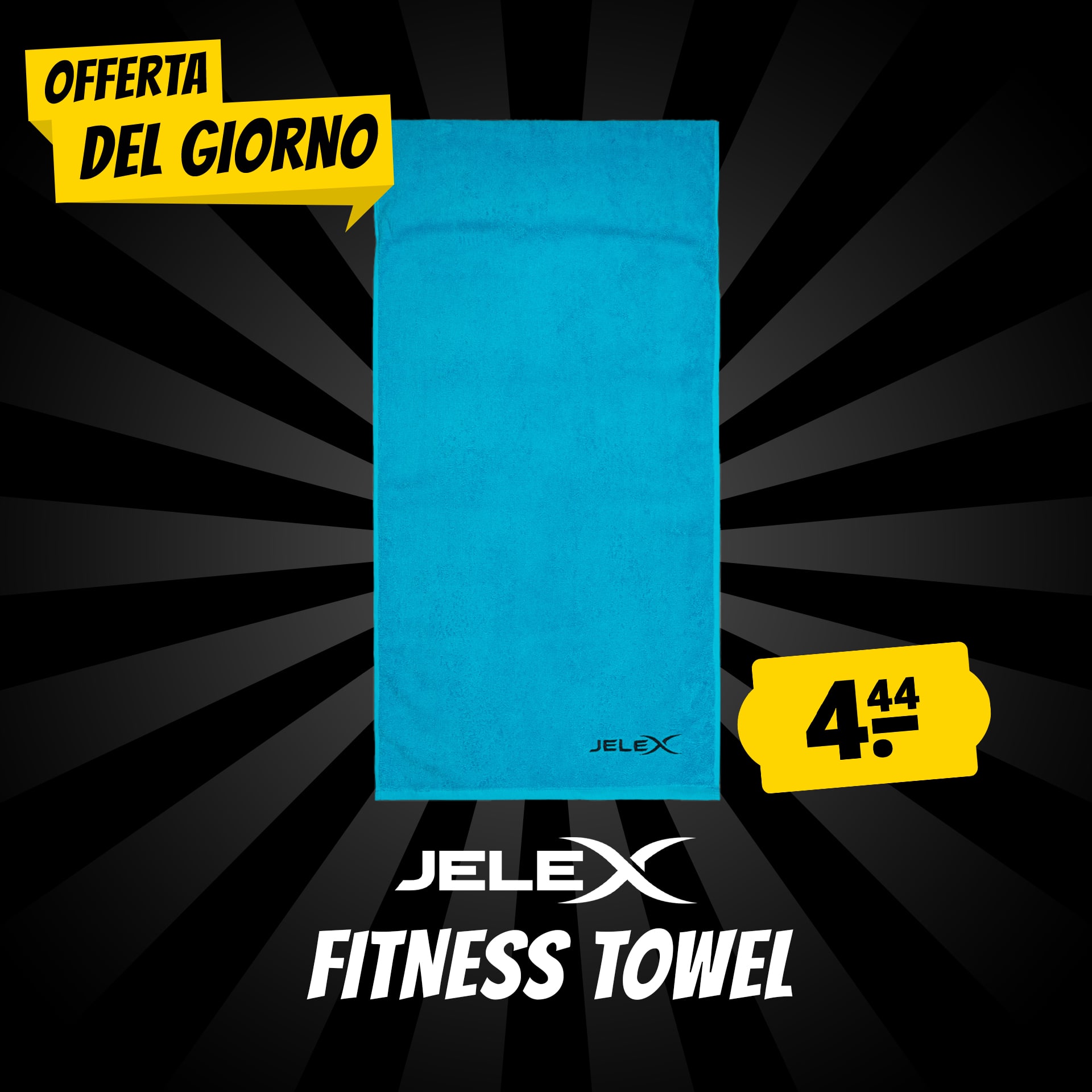 jelex 100fit asciugamano da palestra con tasca