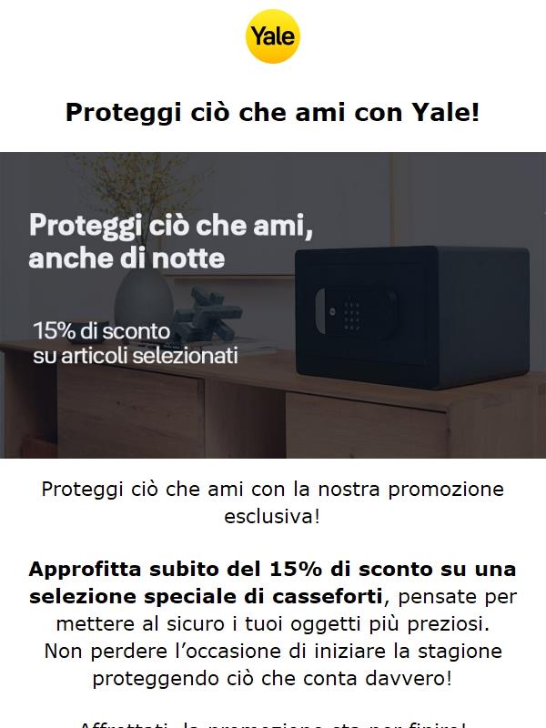 Ultimi giorni: 15% di sconto su una selezione di casseforti!
