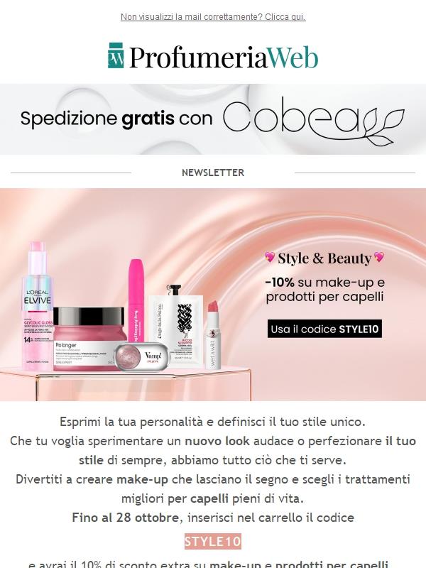 💖 C'è ancora il -10% extra su make-up e prodotti per capelli!