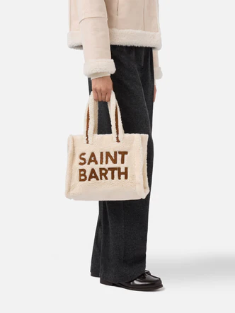 Borsa Colette Teddy con Logo / Avorio