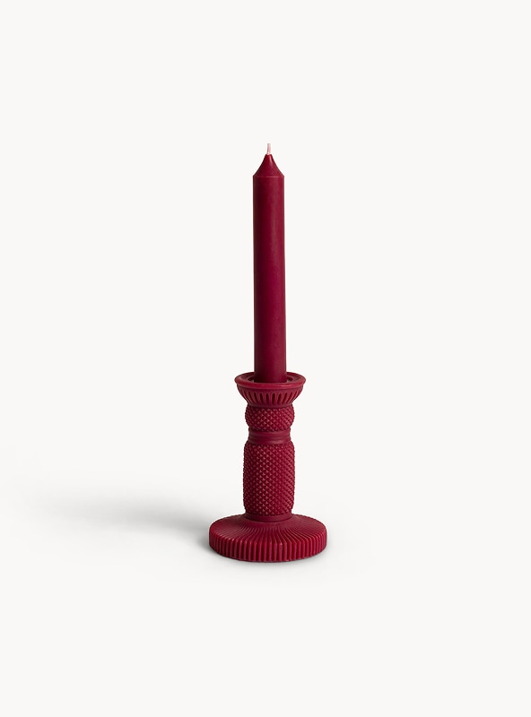 Candela con candeliere in cera
