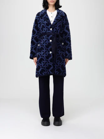 Cappotto con Logo Jacquard / Blu