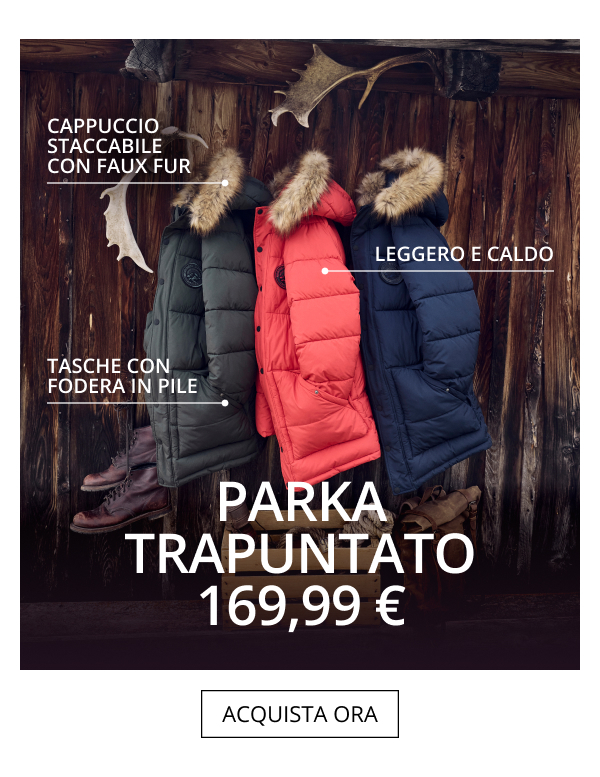 Parka trapuntato JP1880 con cappuccio, pelliccia sintetica e applicazioni, fino alla tg. 8XL