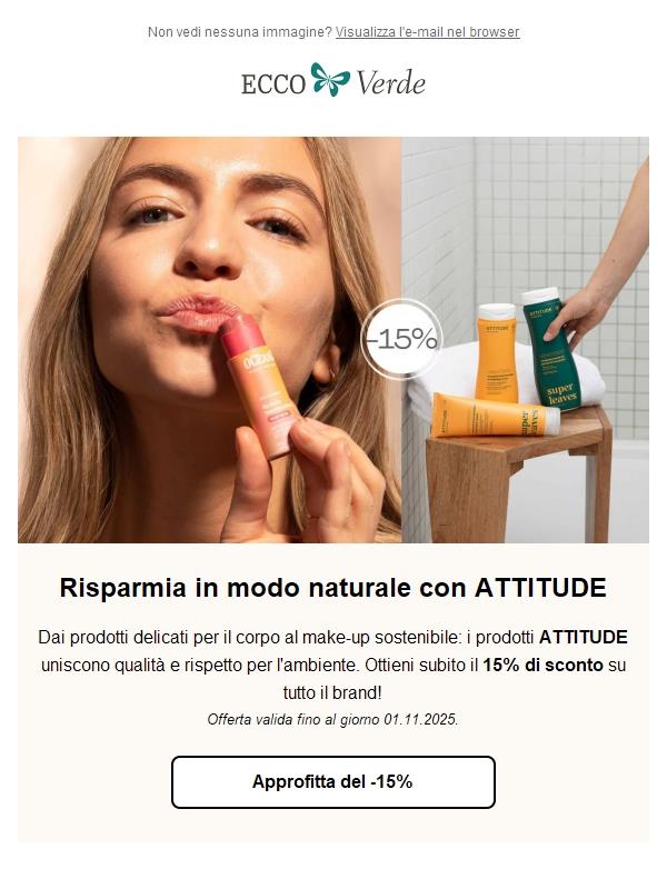 ATTITUDE: -15% di sconto, 100% naturale 💚