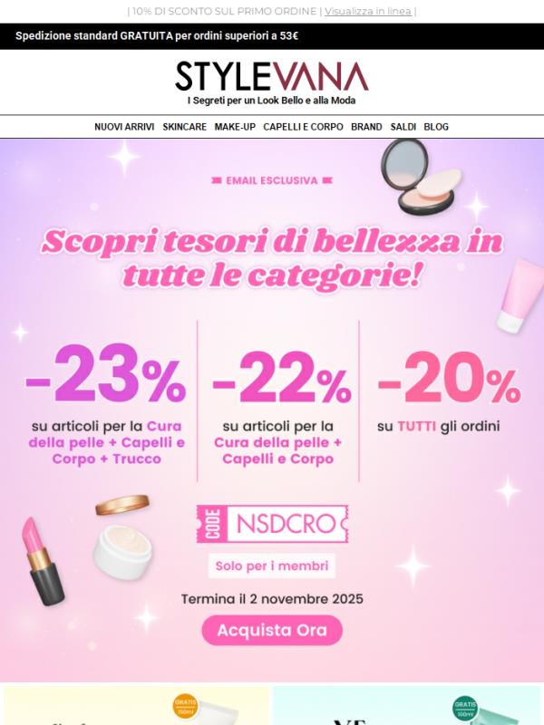 Fino al 23% di sconto: Tesori di bellezza in tutte le categorie ✨🌈