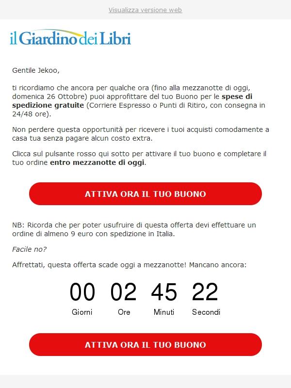 ⚡⏰ SCADE STASERA! La tua prima Spedizione GRATUITA ti aspetta!