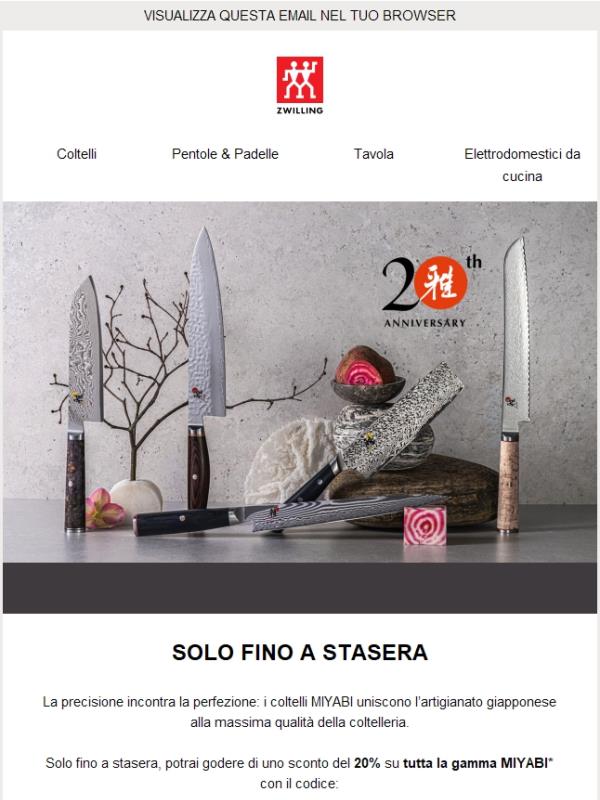 Solo per oggi: -20% MIYABI per il suo compleanno