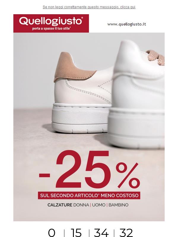 Ultime ore! -25% sul secondo paio!