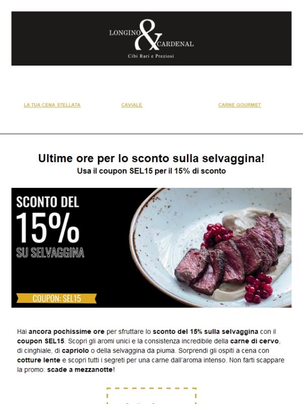 ⏳ Ultime Ore per il 15% di Sconto sulla Selvaggina | Scopri la Carne più Autunnale