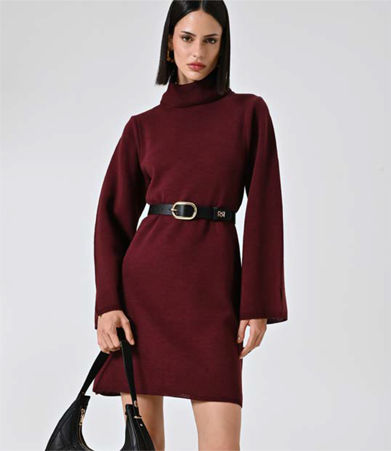 Abito in Maglia Bordeaux