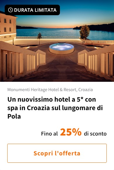 Un nuovissimo hotel a 5* con spa in Croazia sul lungomare di Pola