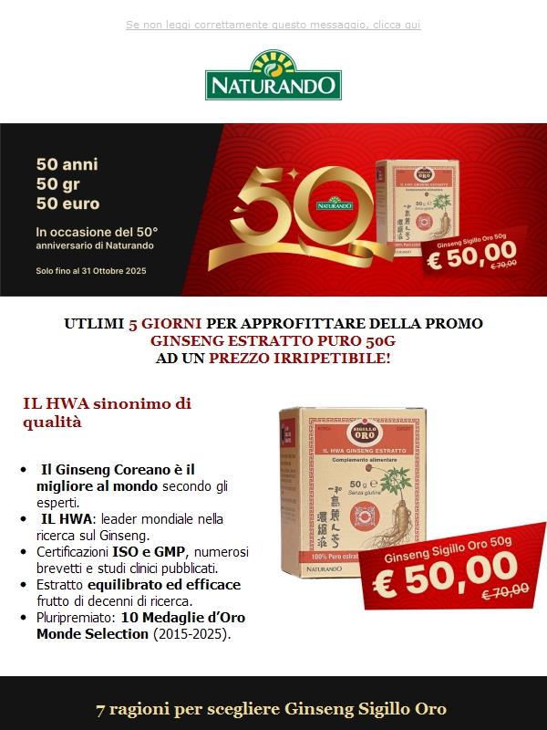 ⚠️UTLIMI 5 GIORNI Ginseng Sigillo Oro 50g a 50€⌛