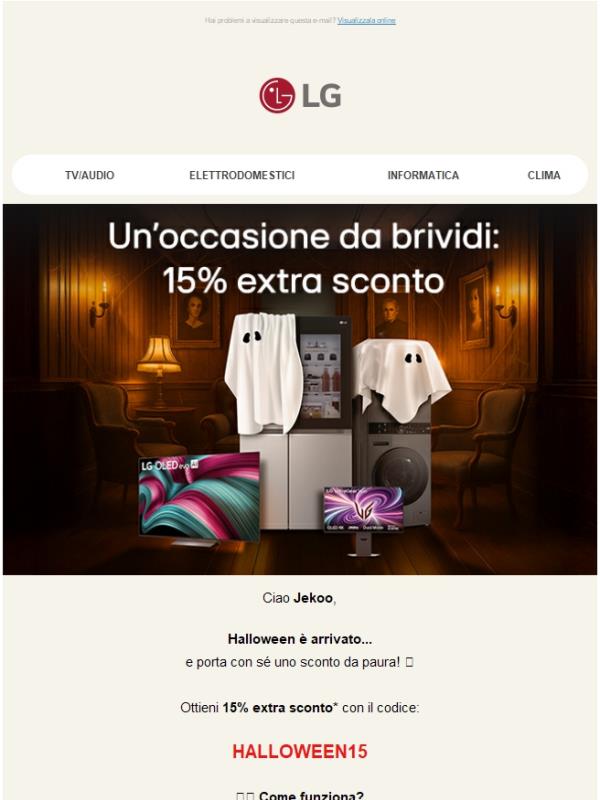 🎃 Un'occasione da brividi: 15% extra sconto! 👻