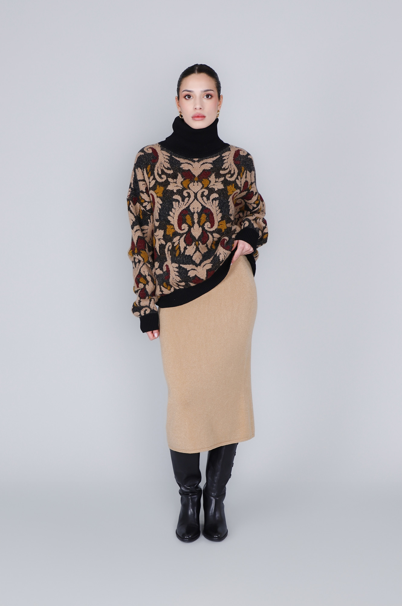 Image of maglione collo alto jacquard multi baroque