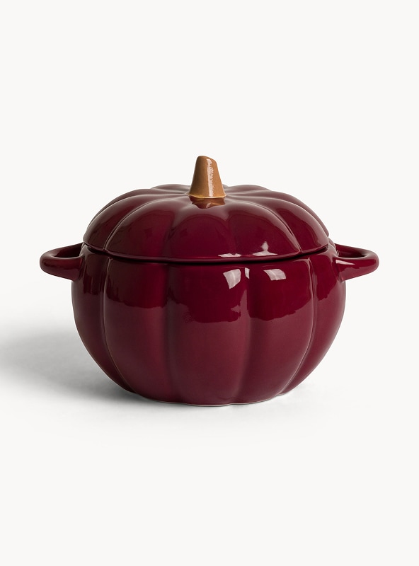 Contenitore con coperchio in porcellana a forma di zucca