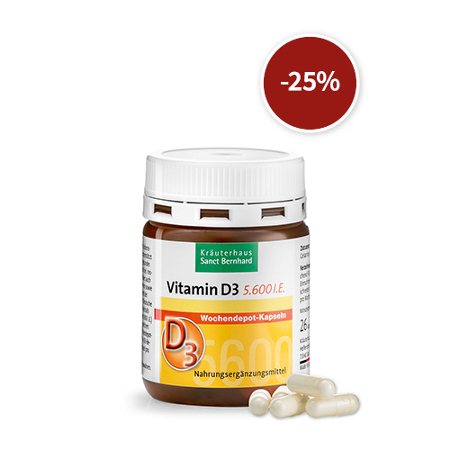 Capsule di vitamina D3 5.600 U.I. per il fabbisogno settimanale