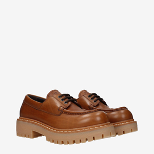 Prada Lace up and Monkstrap Women Leather Brown/Cognac