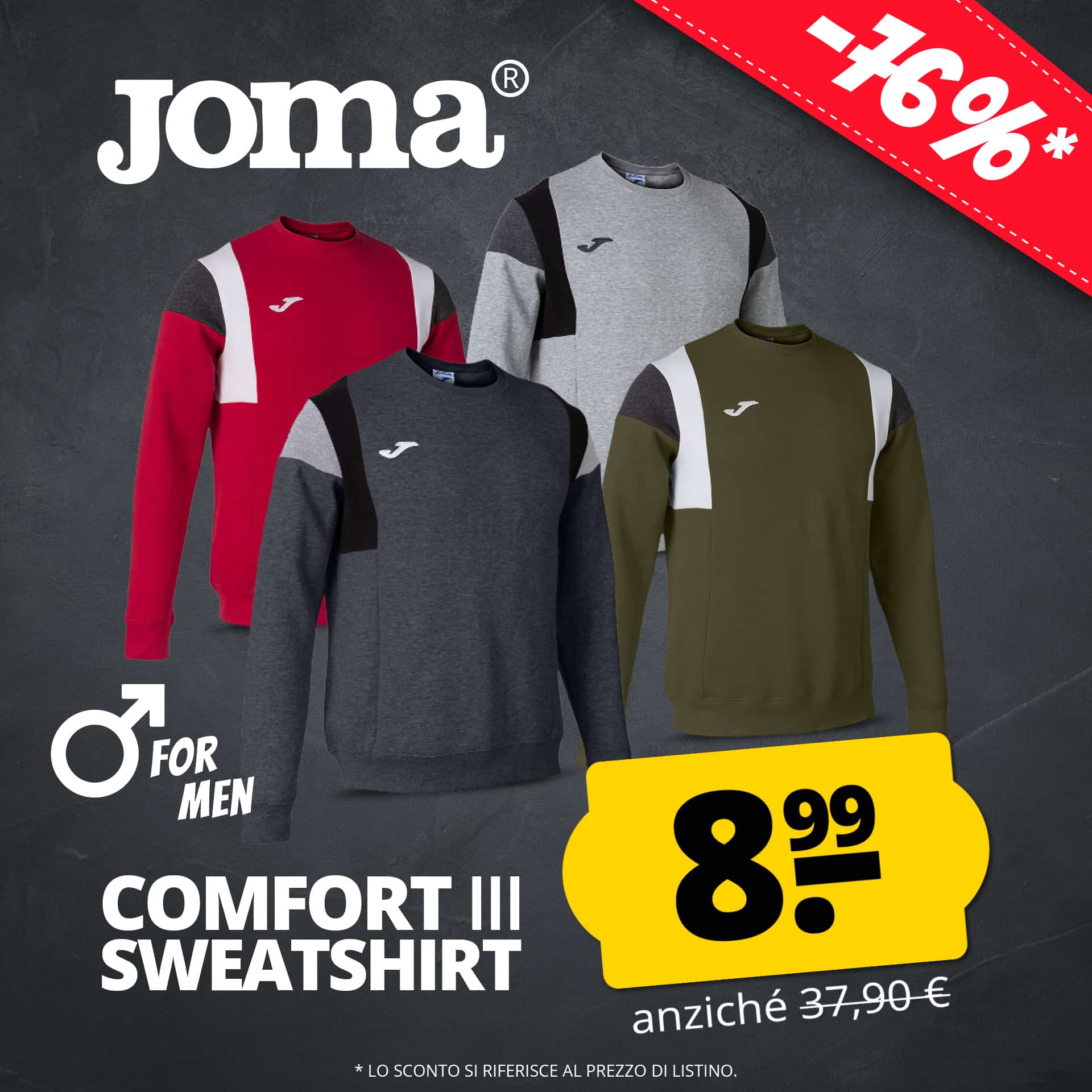 joma confort uomo felpa