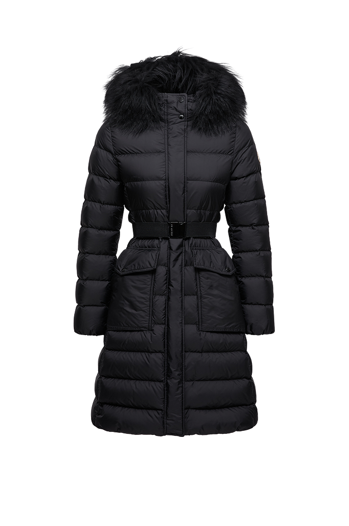 Piumino lungo Khloesse con cappuccio e orlo in shearling