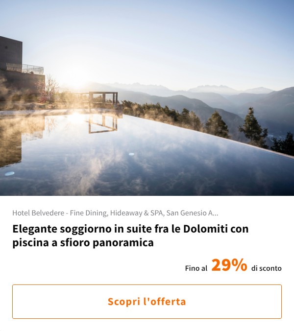 Elegante soggiorno in suite fra le Dolomiti con piscina a sfioro panoramica