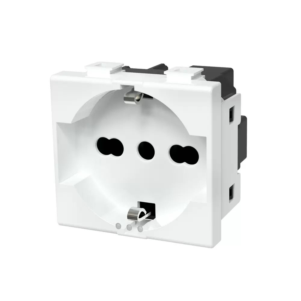 Presa Schuko bipasso 16A bianca compatibile anche con BTicino Matix
