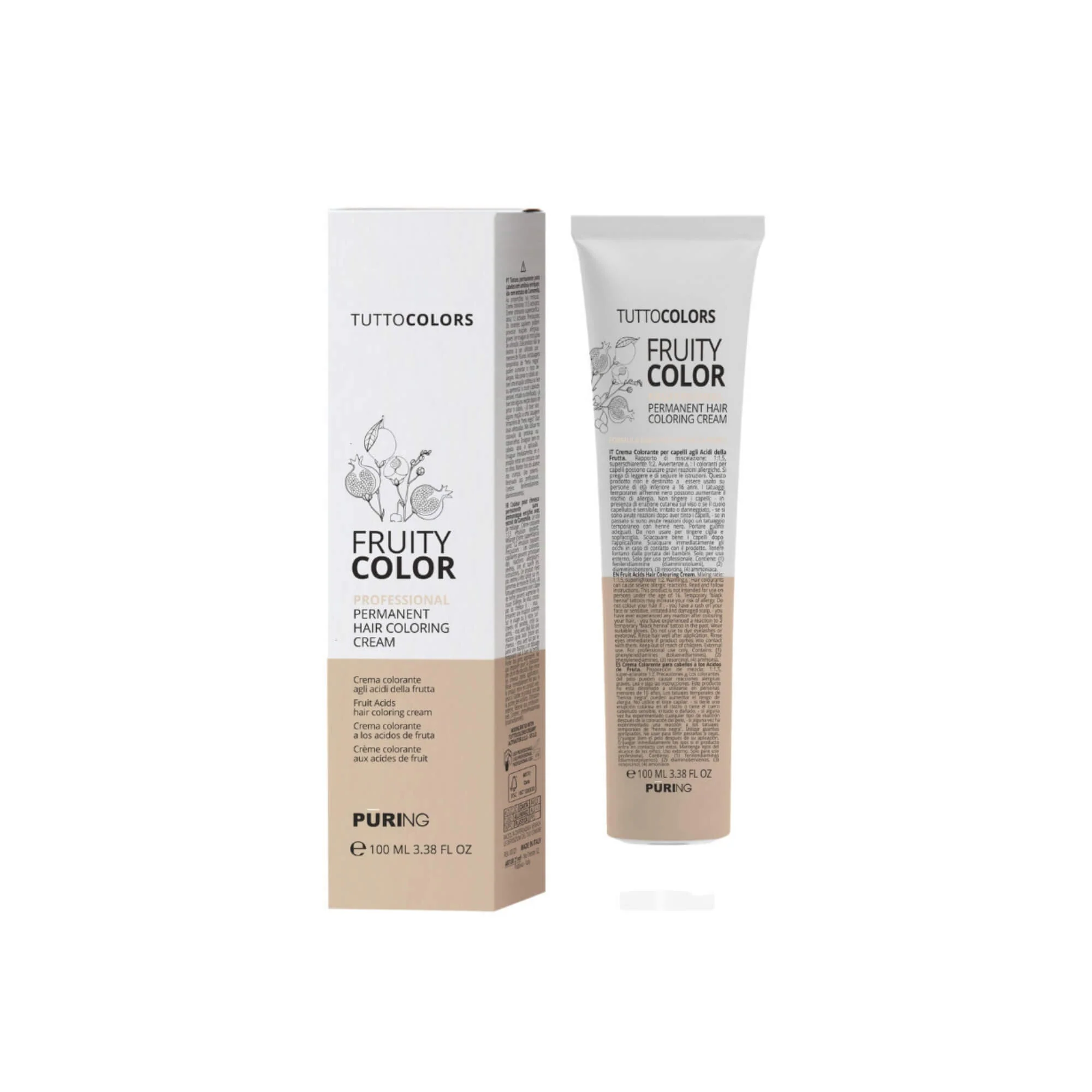 Image of PURING Tuttocolor Fruity Color, Professional Permanent Hair Coloring Cream, Crema Colorante Agli Acidi Della Frutta 100ml