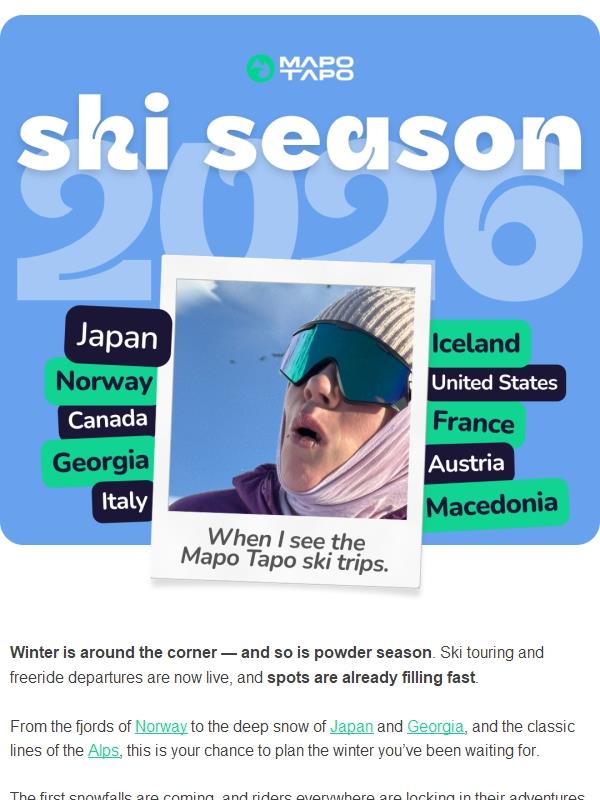 Ski season 2026. Groups are forming up. Come ski with us!