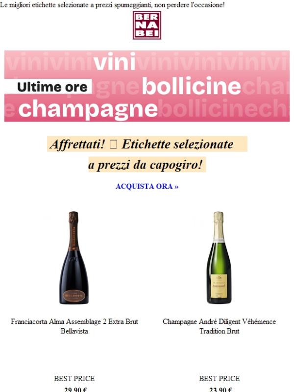 Champagne, bolle e vini ⏰ Ultime ore!