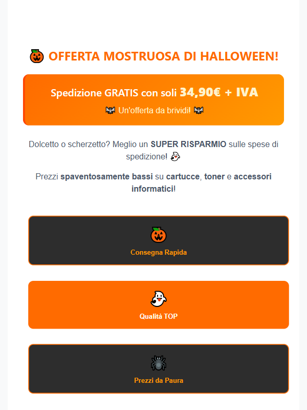 🎃 Spese di trasporto GRATIS da €34,90 solo su tuttocartucce.com