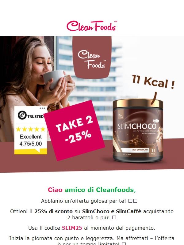 Sconto del 25% su SlimChoco e SlimCaffè – con almeno 2 barattoli! ☕🍫