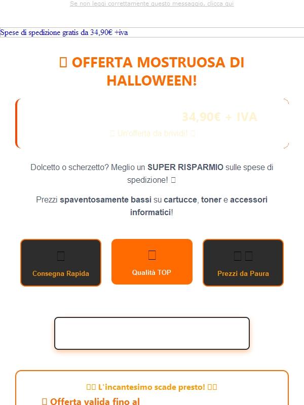 🎃 Spese di trasporto GRATIS da €34,90 solo su tuttocartucce.com