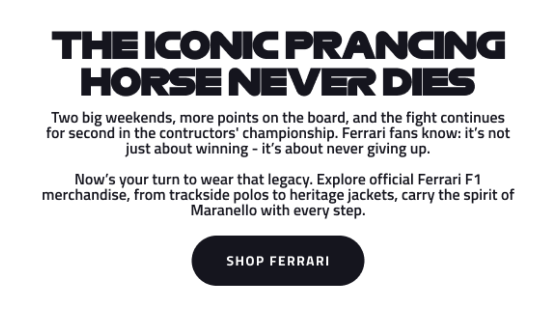 The iconic prancing horse never dies