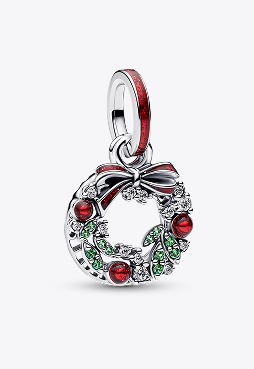 Holiday Wreath Double Dangle Charm