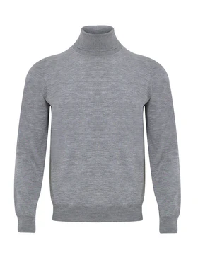 Maglione Dolcevita in Cashmere e Seta Grigio Gran Sasso