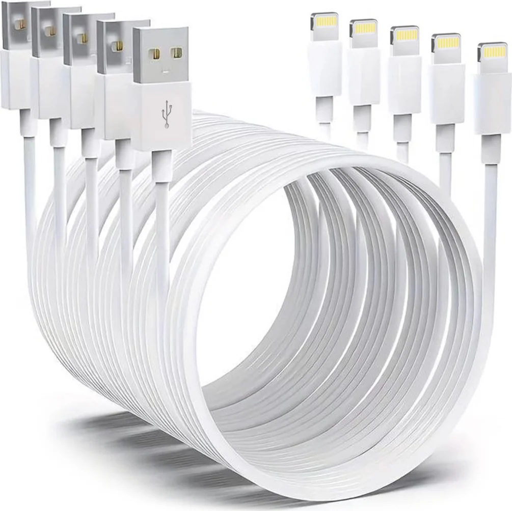 5 Pezzi Cavo 2 Metri da Lightning a USB Fast Charge Compatibile per iPhone iPod iPad
