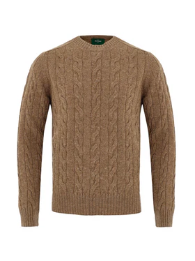 Maglione in Lana Shetland con Lavorazione Trecce Gran Sasso