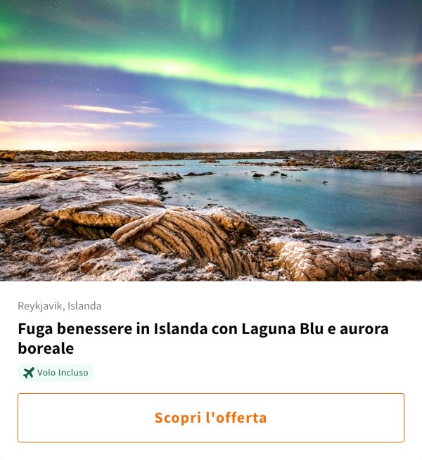 Fuga benessere in Islanda con Laguna Blu e aurora boreale