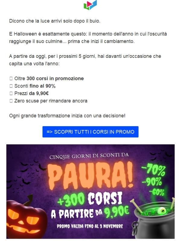 Delirio di Halloween 😱 (+300 corsi a prezzi folli)