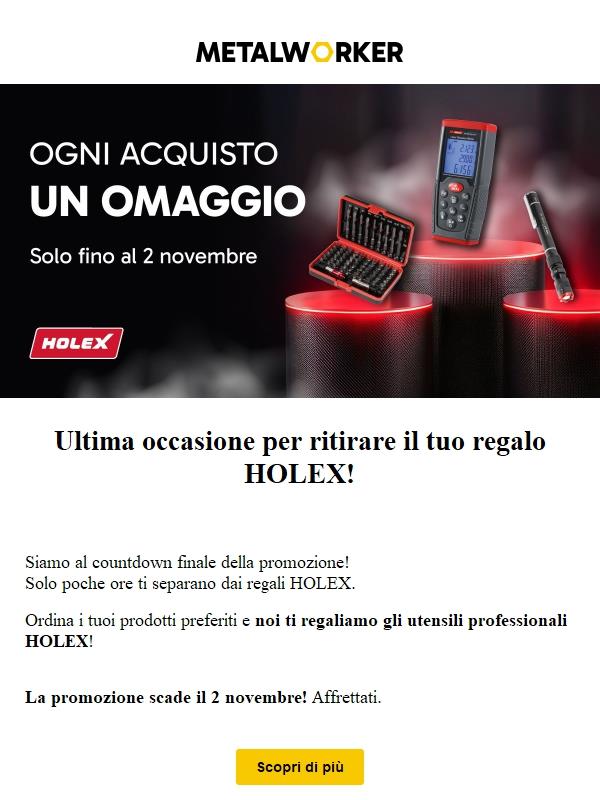 Ultimi giorni per gli utensili HOLEX in omaggio (solo fino al 02/11!) 🎁