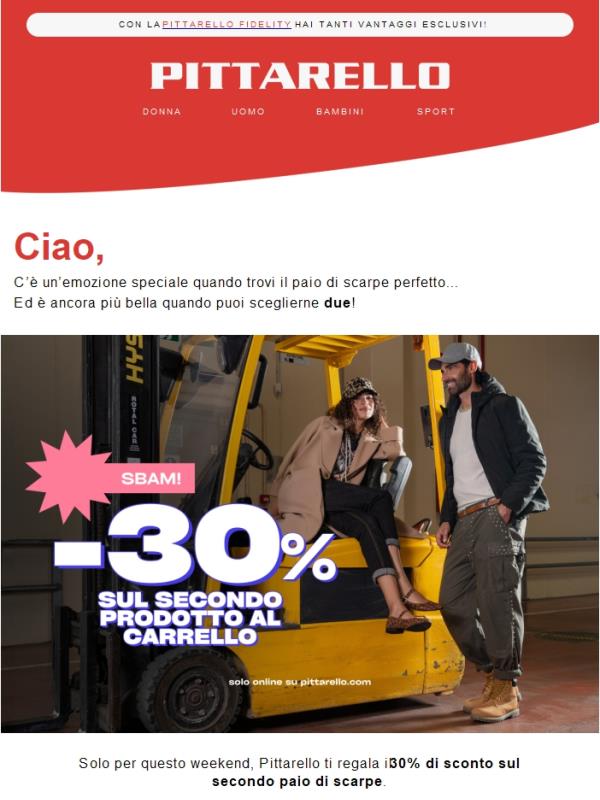 💥 SBAM! -30% sul secondo paio di scarpe: solo fino a domenica 💥